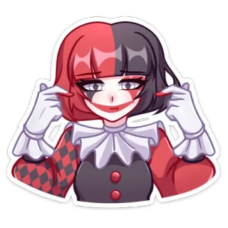 😬 badut, harlequin, anime, stiker, merah, hitam telegram sticker