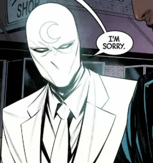 🎧 Moon Knight I'M SORRY. การ์ตูน, ซูเปอร์ฮีโร่, มูนไนท์, ขอโทษ, ขออภัย telegram sticker
