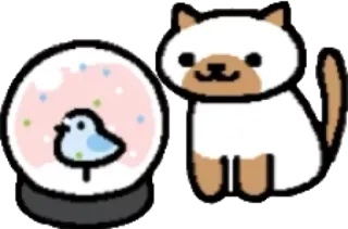 🐱 cat, snow globe, bird, animal, cute, illustration, cartoon telegram sticker