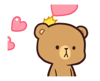 🙂 urso, corações, fofo, desenho animado telegram sticker
