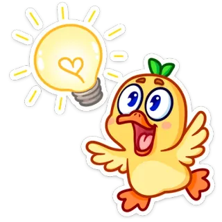 ☝️ cartoon, animal, bird, chick, cute, idea, lightbulb whatsapp sticker