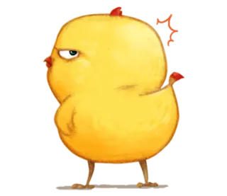 🐤 pintinho bravo, frango, pássaro, desenho animado whatsapp sticker