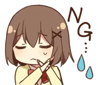 🙅 NG ragazza anime, triste, deluso/a, male, fallimento, frustrazione telegram sticker
