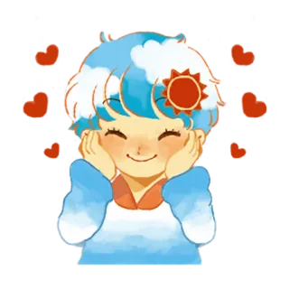☺️ Himmel, Wolken, Sonne, Cartoon, Niedlich, Kawaii, Sticker telegram sticker