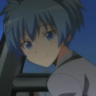 😊 Nagisa Shiota Assassination Classroom anime, manga, nagisa shiota, assassination classroom, blue hair, character telegram sticker