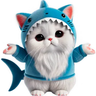 🤷‍♀ kat, haai, schattig, dier, kitten, kostuum telegram sticker