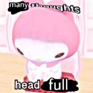 🤯 My Melody many thoughts head full 마이멜로디, 산리오, 캐릭터, 귀여운, 생각, 머리 꽉 참, 밈 telegram sticker