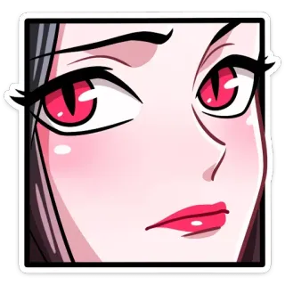🙂 woman, anime, cartoon, face, red eyes whatsapp sticker