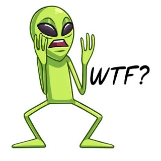 😱 WTF? Alien, WTF, Lustig, Sticker, Meme, Ausdruck telegram sticker