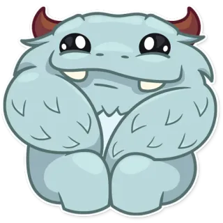 😳 Yeti, Mostro, Carino, Cartone animato, Peloso, Yeti, Inverno whatsapp sticker