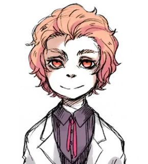 ✂️ Anime, Charakter, Porträt, Illustration, Zeichnung, pinke Haare, rote Augen telegram sticker