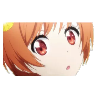 😮 Аниме, Девушка, Мультфильм, Милый, Рыжие волосы, Глаза whatsapp sticker