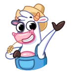 👋 cow, farmer, cartoon, animal, agriculture telegram sticker