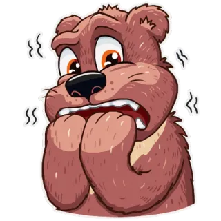 😱 urso, desenho animado, animal, adesivo, mamífero, medo telegram sticker
