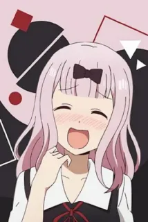 😊 Chika Fujiwara Kaguya-sama: Love Is War chika, anime, kawaii, cheveux roses, kaguya sama love is war, mignon telegram sticker