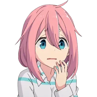 😰 anime, girl, cartoon, pink hair, worried, cute telegram sticker