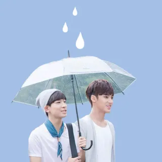 ☔ people, umbrella, rain, friendship, boys, clear umbrella telegram sticker