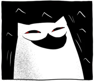 😀 猫, 白い猫, 不気味, 暗い, 動物, 漫画, ペット telegram sticker