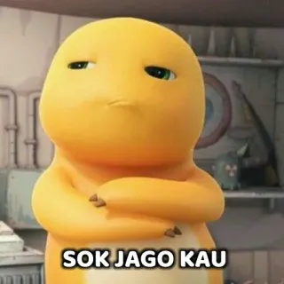 🧐 SOK JAGO KAU Meme, Comicfigur, Ausdruck, Gelb, Sarkastisch, Selbstsicher telegram sticker