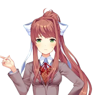 📄 Monika Doki Doki Literature Club! Anime, Fille, Montrer du doigt, Uniforme scolaire telegram sticker