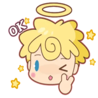 👌 OK angel, halo, cute, kawaii, stars telegram sticker