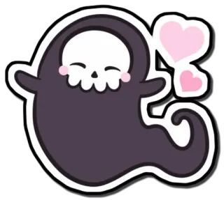 👻 幽灵, 骷髅, 可爱, 卡哇伊, 心, 卡通 telegram sticker