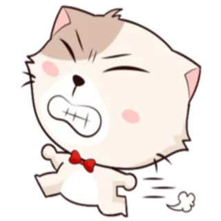🏃 chat, dessin animé, en colère, animal, animal de compagnie, mignon, nœud papillon telegram sticker