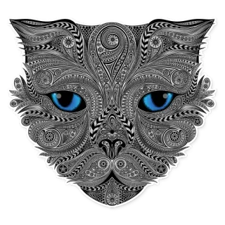 🐈 cat, animal, sticker, face, blue eyes, ornate telegram sticker