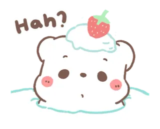 💬 Hah? urso, morango, fofo, desenho animado telegram sticker