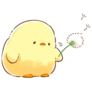 😔 цыплёнок, птица, одуванчик, милый, животное telegram sticker