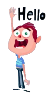 ✋ Hello Cartoon, Groet, Zwaaien, Jongen, Vriendelijk telegram sticker