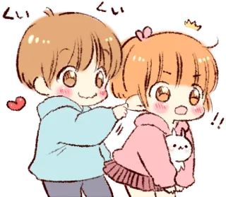 👂 くいくい Anime, Dessin animé, Couple, Mignon, Amour, Kawaii telegram sticker