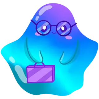 👓 süß, Blob, Brille, Aktentasche, Cartoon, Büro, Figur, Kawaii telegram sticker