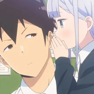 🤍 Anime, Personajes, Susurrando, Conversación, Arte telegram sticker