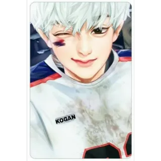 🔪 KOGAN Anime, Chico, Guiño, Pelo blanco, Jersey telegram sticker