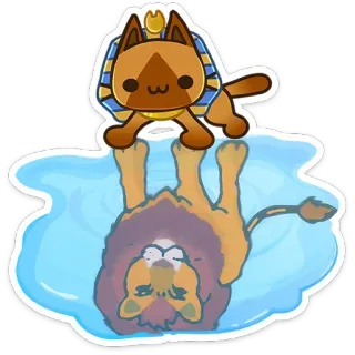 🦁 cat, lion, reflection, Egyptian, animal, cartoon telegram sticker