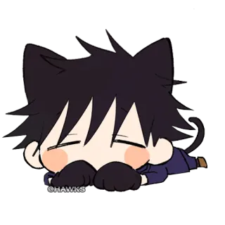 😴 @HAWKS chibi, Katzenohren, schlafend, Cartoon, kawaii, Anime telegram sticker