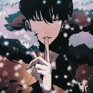 🧬 anime, man, finger to lips, shh, silence telegram sticker