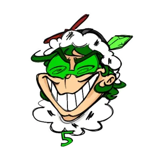 🤣 5 desenho animado, personagem, verde, número 5 telegram sticker