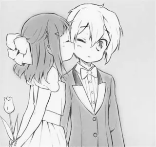 ❤ 애니메이션, 키스, 로맨스, 커플, 꽃, 만화 telegram sticker