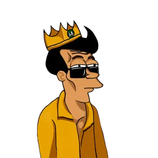 😑 Cartoon, Mann, Krone, Sonnenbrille, Gelb, Figur telegram sticker