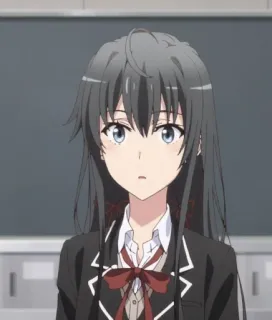 🫓 Yukino Yukinoshita My Teen Romantic Comedy SNAFU อนิเมะ, ชุดนักเรียน, ผู้หญิง, จริงจัง, ผมดำ, น่ารัก whatsapp sticker
