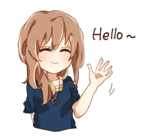👩 Hello~ Gruß, Anime Stil, Winken, Cartoon, Kawaii telegram sticker
