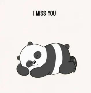 😘 I MISS YOU Panda, Triste, Tu me manques, Dessin animé, Émotionnel, Mignon, Animal telegram sticker