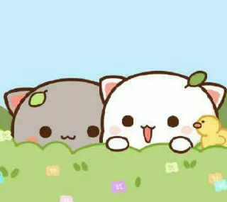 🍓 imut, binatang, kucing, kawaii, anak bebek, kartun, peach and goma whatsapp sticker
