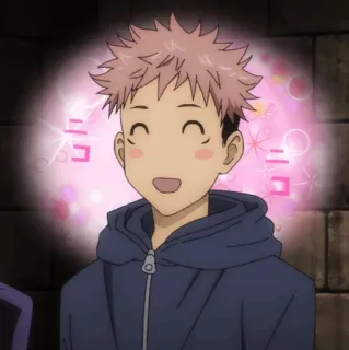 💥 Yuji Itadori Jujutsu Kaisen Anime, Manga, Senang, Lucu, Merah muda telegram sticker