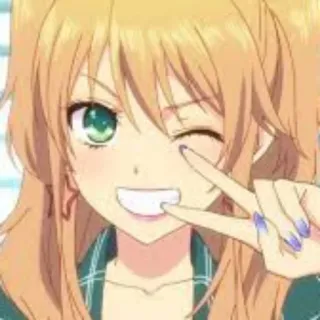 😉 anime, girl, wink, peace sign whatsapp sticker