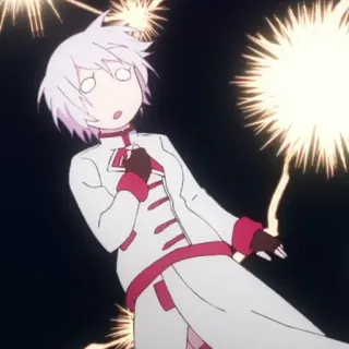 🧬 anime, character, white hair, fireworks whatsapp sticker
