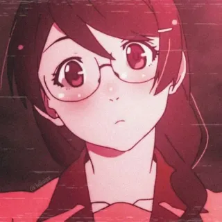 🎭 Hanekawa Tsubasa Monogatari anime, hanekawa, monogatari, okulary, dziewczyna telegram sticker