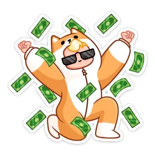 💰 деньги, наличные, успех, богатый, праздник, собака, мультфильм telegram sticker